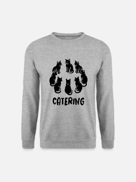 Cat's ring - Catering Wortspiel mit Katze - Unisex Pullover - Weißgrau meliert