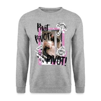 Friends PIVOT! Rachel, Ross and Chandler - Unisex Sweatshirt - salt & pepper - Front - Alina (178cm) & Michal (187cm)