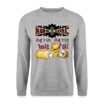 hardcore plus t'en bois plus t'es fort - Sweat-shirt Unisexe - gris chiné - Devant - Alina (178cm) & Michal (187cm)