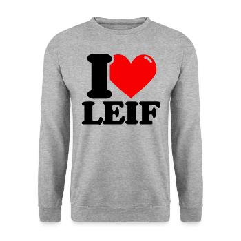 J'adore le prénom Leif - Sweat-shirt Unisexe - gris chiné - Devant - Alina (178cm) & Michal (187cm)