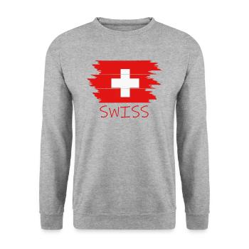 Swiss Schweiz Switzerland - Unisex Pullover - Weißgrau meliert - Vorne - Alina (178cm) & Michal (187cm)