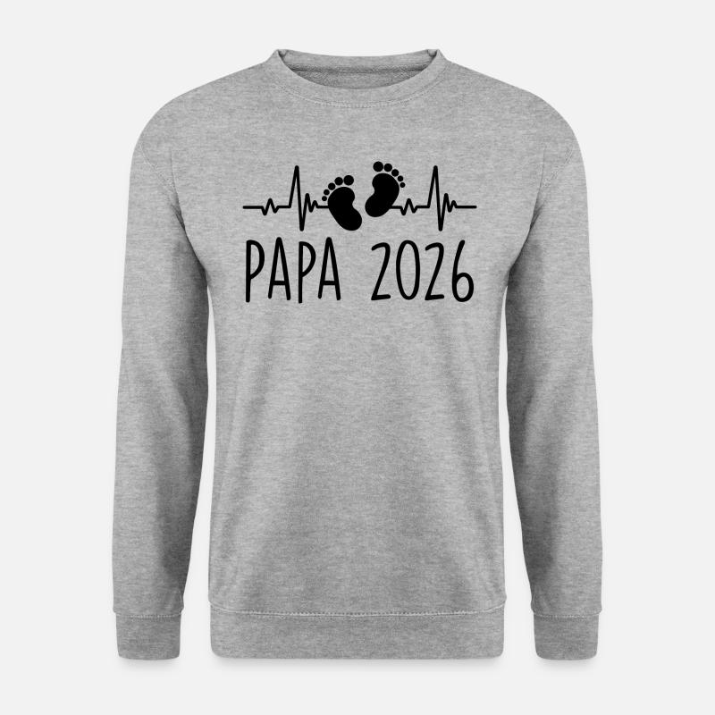 Papa 2026 Frequenz Herschlag Vatertagsgeschenk - Unisex Pullover - Weißgrau meliert