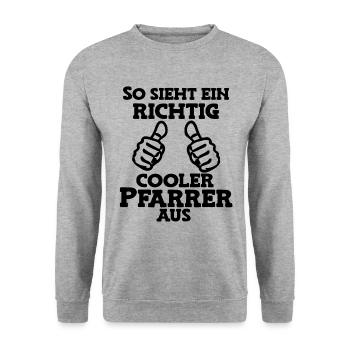 So sieht ein cooler Pfarrer aus Pastor Kirche Gott - Unisex Pullover - Weißgrau meliert - Vorne - Alina (178cm) & Michal (187cm)
