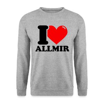 I love allmir First name - Unisex Sweatshirt - salt & pepper - Front - Alina (178cm) & Michal (187cm)