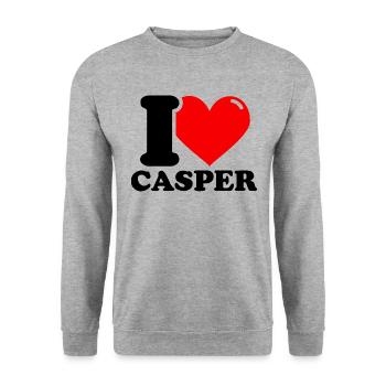 I love casper Vorname - Unisex Pullover - Weißgrau meliert - Vorne - Alina (178cm) & Michal (187cm)