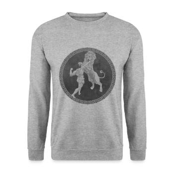 Hercules Greek Hero, Battle with Lion - Unisex Sweatshirt - salt & pepper - Front - Alina (178cm) & Michal (187cm)