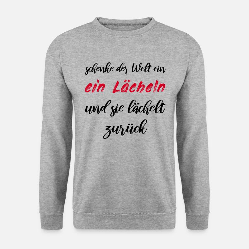 schenke ein Lächeln und sie lächelt zurück - Unisex Pullover - Weißgrau meliert