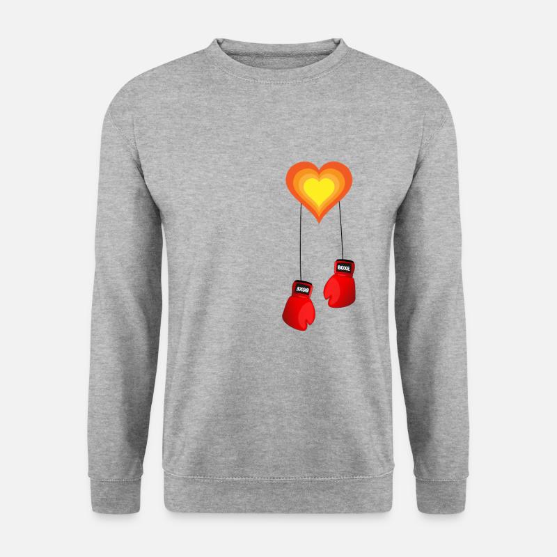 Boxen Boxhandschuhe Boxer Geschenkidee - Unisex Pullover - Weißgrau meliert