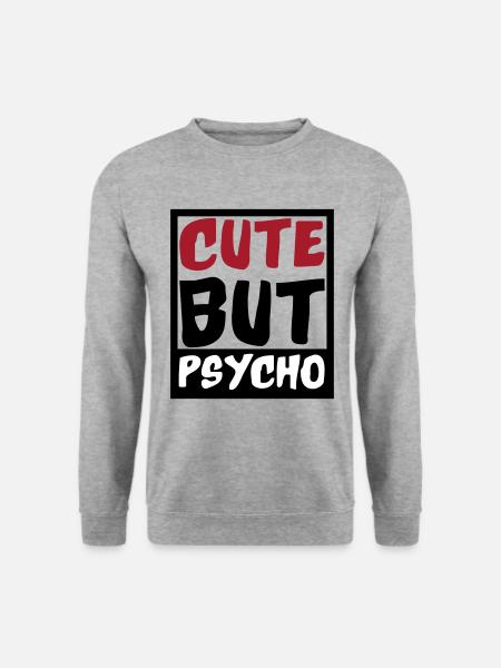 Cute but Psycho | Farben änderbar - Unisex Pullover - Weißgrau meliert