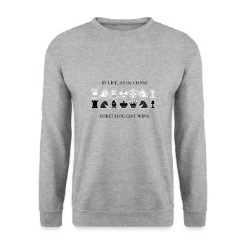 SPRAY DE POULET! IDÉE CADEAU POUR LES JOUEURS D'ÉCHECS - Sweat-shirt Unisexe - gris chiné - Devant - Alina (178cm) & Michal (187cm)