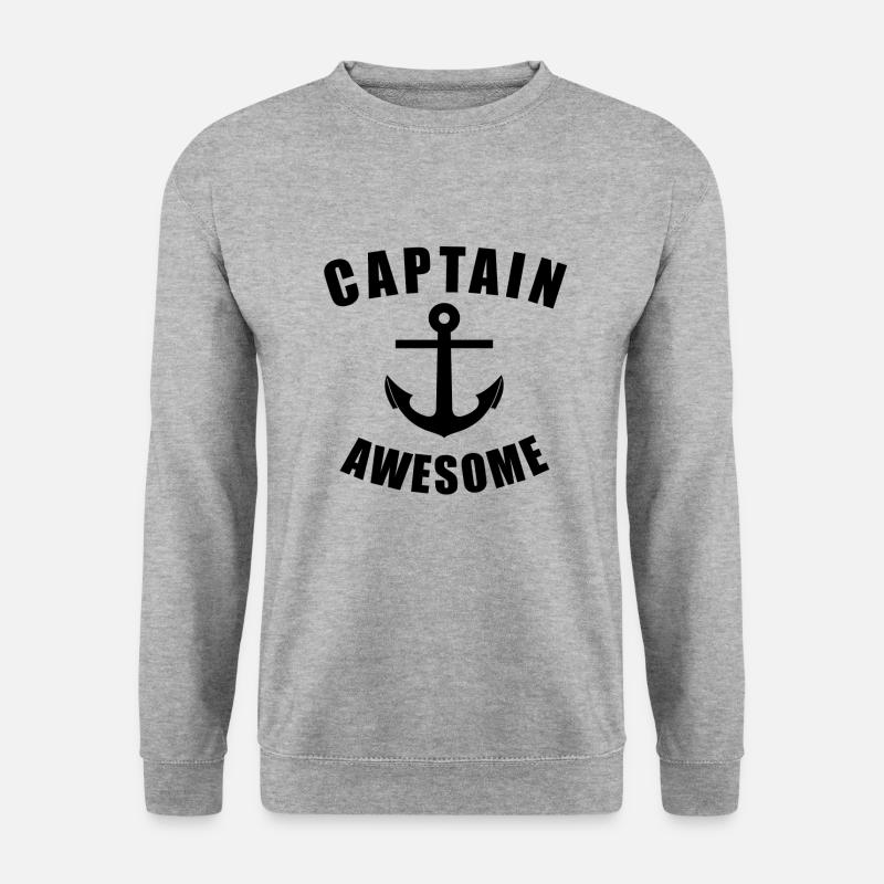 KAPITÄN AWESOME! SEEMANN UND ANKER GESCHENKIDEE - Unisex Pullover - Weißgrau meliert