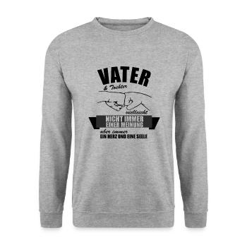 VATER UND TOCHTER SPRUCH GESCHENKIDEE - Unisex Pullover - Weißgrau meliert - Vorne - Alina (178cm) & Michal (187cm)