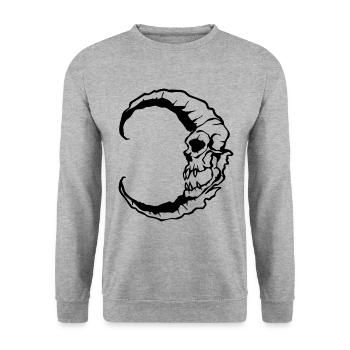 Moon Skull Halloween - Sweat-shirt Unisexe - gris chiné - Devant - Alina (178cm) & Michal (187cm)