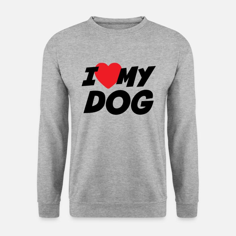 Ich liebe meinen Hund - Unisex Pullover - Weißgrau meliert