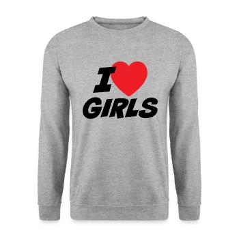 J’aime les filles - Sweat-shirt Unisexe - gris chiné - Devant - Alina (178cm) & Michal (187cm)