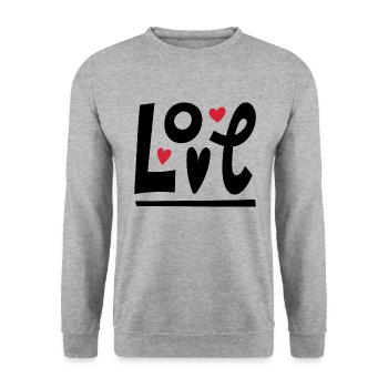 Liebe - Unisex Pullover - Weißgrau meliert - Vorne - Alina (178cm) & Michal (187cm)