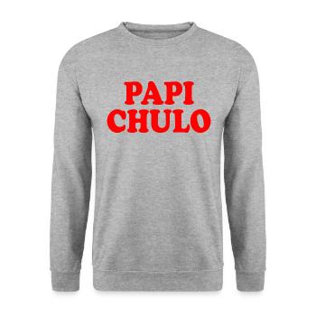 Papi chulo - Unisex Pullover - Weißgrau meliert - Vorne - Alina (178cm) & Michal (187cm)