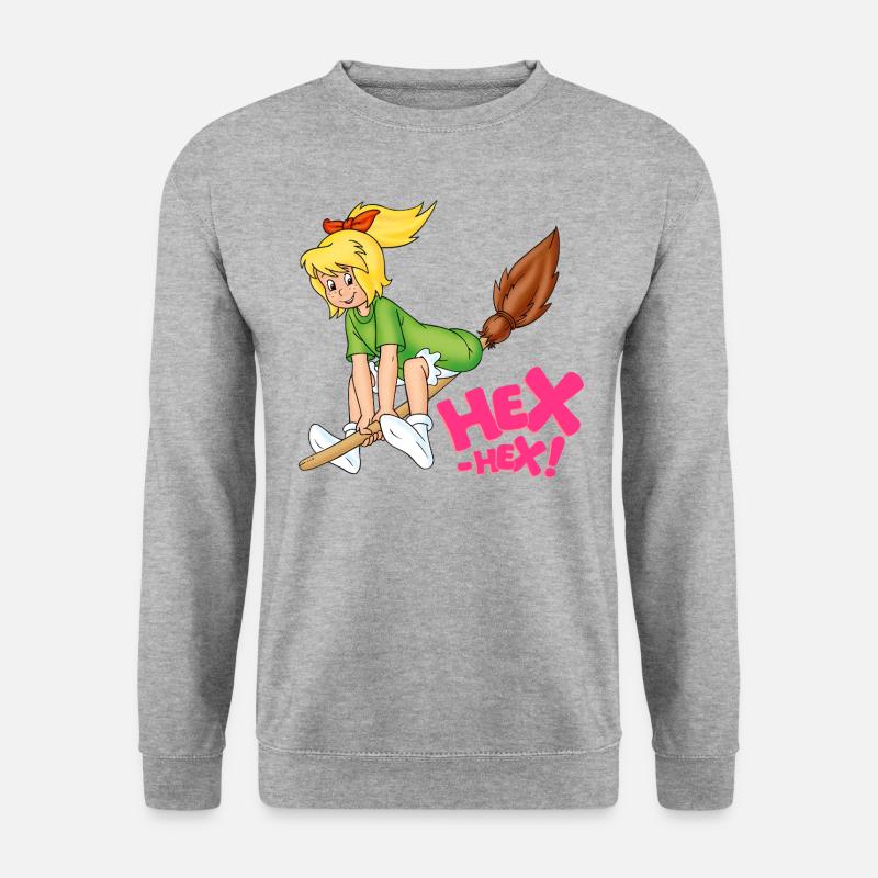 Bibi Blocksberg fliegt auf Kartoffelbrei Hex-Hex! - Unisex Pullover - Weißgrau meliert