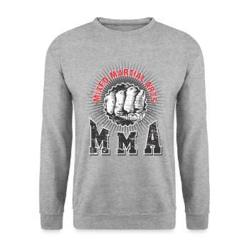 MMA - Mixed Martial Arts - Unisex Pullover - Weißgrau meliert - Vorne - Alina (178cm) & Michal (187cm)