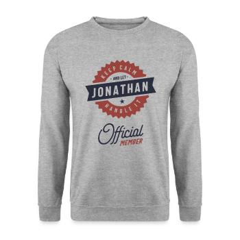 Bleib ruhig Jonathan - Unisex Pullover - Weißgrau meliert - Vorne - Alina (178cm) & Michal (187cm)