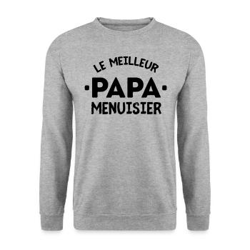 Papa menuisier artisan - Sweat-shirt Unisexe - gris chiné - Devant - Alina (178cm) & Michal (187cm)