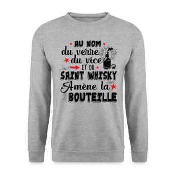 Whisky Alcool Apéro Cadeau Humour Apéritif Verre - Sweat-shirt Unisexe - gris chiné - Devant - Alina (178cm) & Michal (187cm)