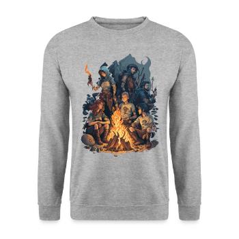 Entspannende Abenteurer - Unisex Pullover - Weißgrau meliert - Vorne - Alina (178cm) & Michal (187cm)