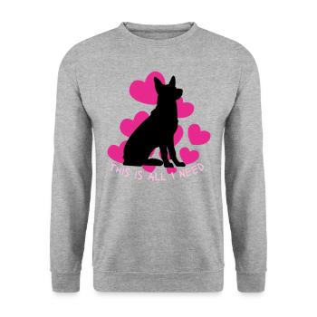 This is all I need - for German Shepherd fans - Unisex Sweatshirt - salt & pepper - Front - Alina (178cm) & Michal (187cm)