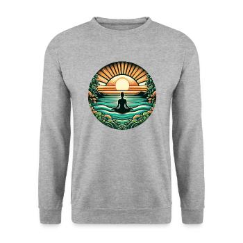 Harmony at Sunrise: Zen Meditation - Sweat-shirt Unisexe - gris chiné - Devant - Alina (178cm) & Michal (187cm)