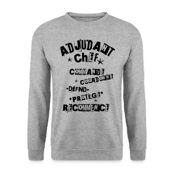 Chief Warrant Officer: Unwavering Leader! N - Unisex Sweatshirt - salt & pepper - Front - Alina (178cm) & Michal (187cm)