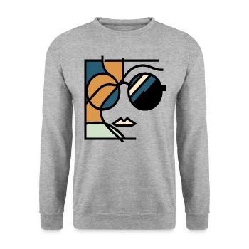 Retro Chic 70er Sonnenbrille - Unisex Pullover - Weißgrau meliert - Vorne - Alina (178cm) & Michal (187cm)