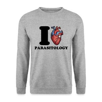 I love parasitology - Unisex Sweatshirt - salt & pepper - Front - Alina (178cm) & Michal (187cm)