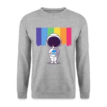 Astronaute Rainbow Heart - Sweat-shirt Unisexe - gris chiné - Devant - Alina (178cm) & Michal (187cm)