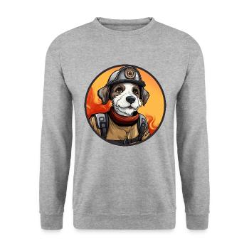 Feuerwehr Hund - Unisex Pullover - Weißgrau meliert - Vorne - Alina (178cm) & Michal (187cm)