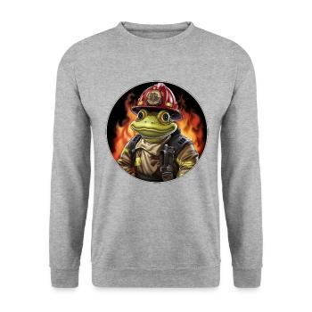Fire Brigade Frog - Unisex Sweatshirt - salt & pepper - Front - Alina (178cm) & Michal (187cm)