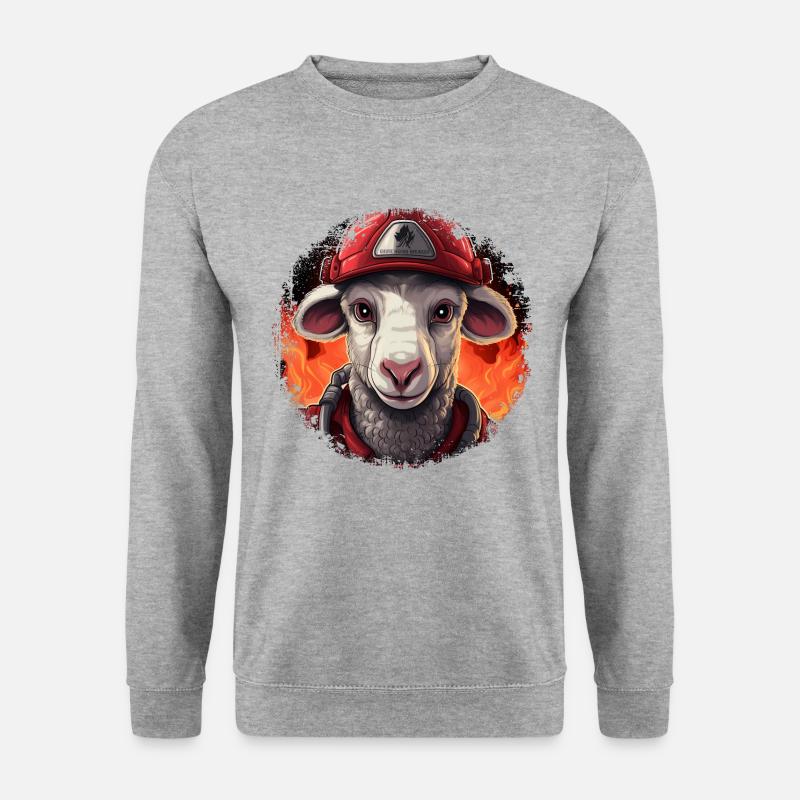 Schaf Feuerwehr - Unisex Pullover - Weißgrau meliert