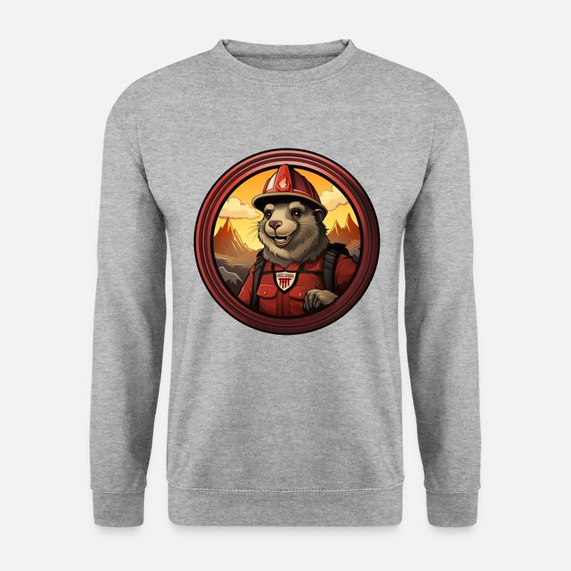 Murmeltier Feuerwehr - Unisex Pullover - Weißgrau meliert