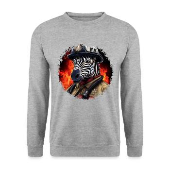 Zèbres Pompiers / Pompier Zebra - Sweat-shirt Unisexe - gris chiné - Devant - Alina (178cm) & Michal (187cm)