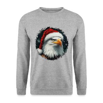 Adler Weihnachten - Unisex Pullover - Weißgrau meliert - Vorne - Alina (178cm) & Michal (187cm)