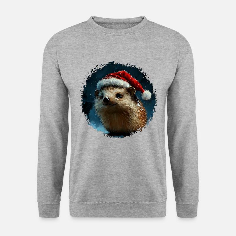 Weihnachten Igel - Unisex Pullover - Weißgrau meliert