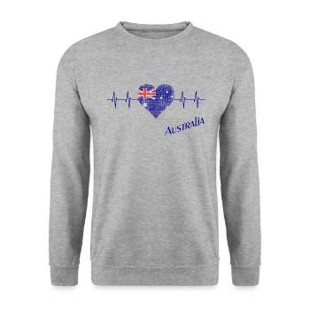 Australien Australia - Unisex Pullover - Weißgrau meliert - Vorne - Alina (178cm) & Michal (187cm)