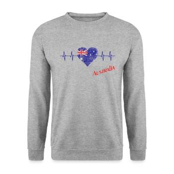 Australien Herz Herzschlag Australia - Unisex Pullover - Weißgrau meliert - Vorne - Alina (178cm) & Michal (187cm)
