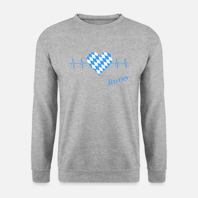 Bayern Herz Herzschlag Bavaria - Unisex Pullover - Weißgrau meliert