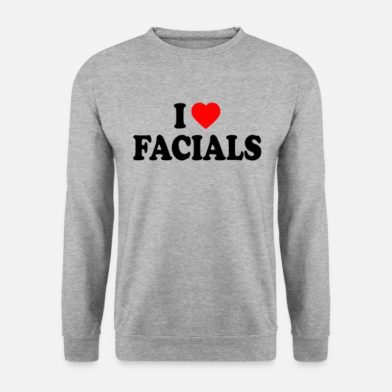 I love facials - Unisex Pullover - Weißgrau meliert