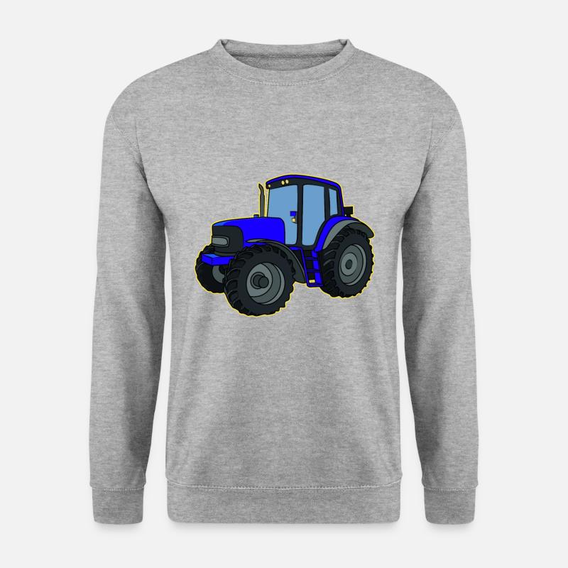 Traktor Blau - Unisex Pullover - Weißgrau meliert