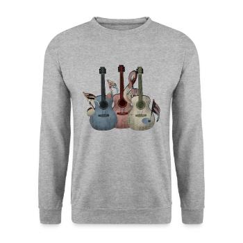 Guitares guitares - Sweat-shirt Unisexe - gris chiné - Devant - Alina (178cm) & Michal (187cm)