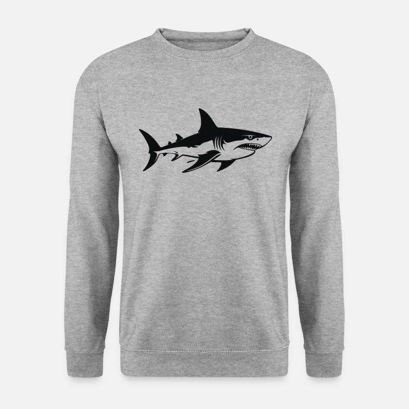 Hai Shark Silhouette - Unisex Pullover - Weißgrau meliert