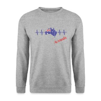 Australien - Australia - Unisex Pullover - Weißgrau meliert - Vorne - Alina (178cm) & Michal (187cm)