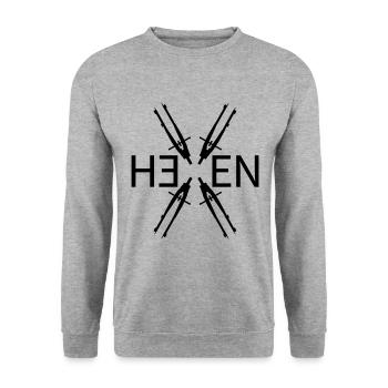 Hexen Zirkel mit Vector Farbe frei wählbar - Unisex Pullover - Weißgrau meliert - Vorne - Alina (178cm) & Michal (187cm)