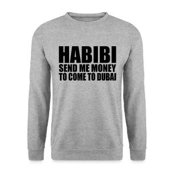 habibi come to dubai - Unisex Sweatshirt - salt & pepper - Front - Alina (178cm) & Michal (187cm)